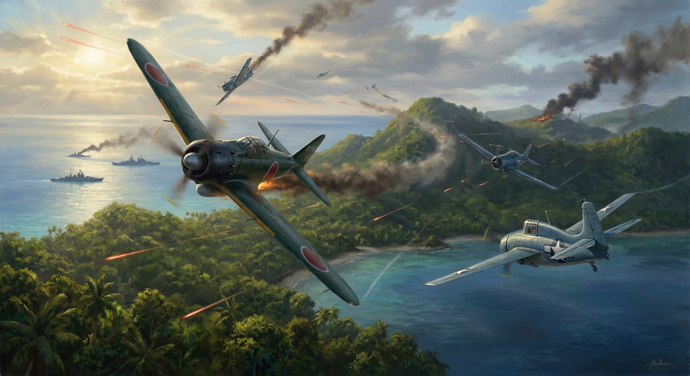 A6M Zero formation over the Pacific, 1942