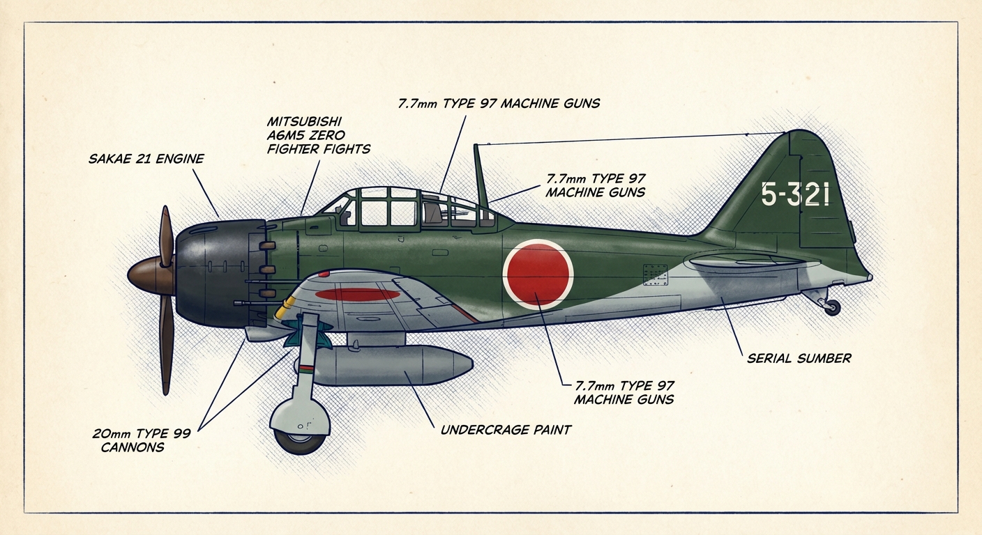 A6M Zero side profile view