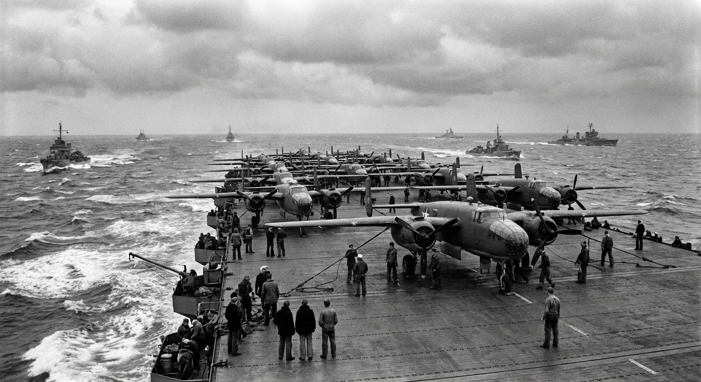 B-25s on carrier deck