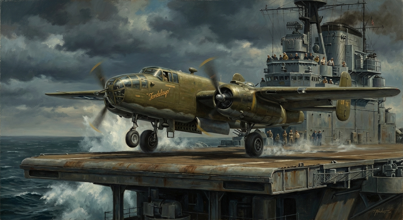 B-25 launching from carrier