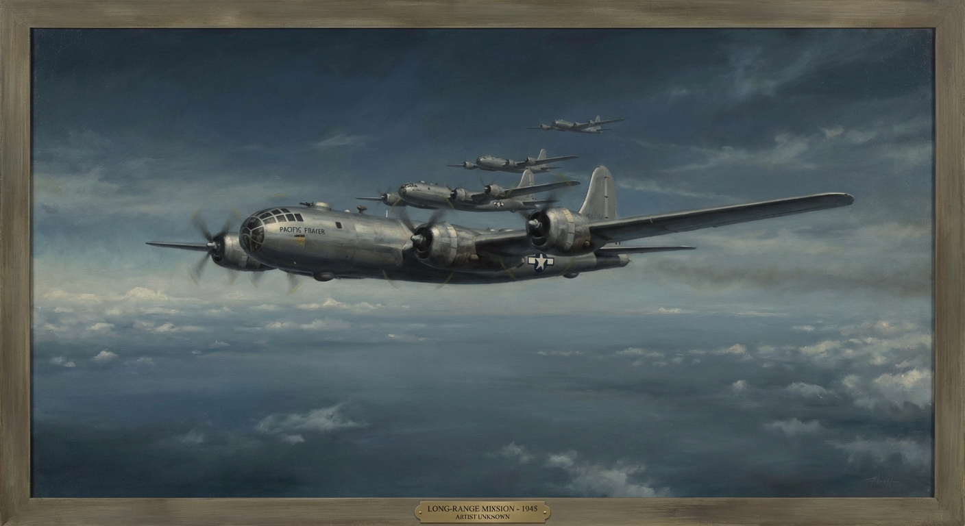 B-29 Superfortress at altitude above the Pacific