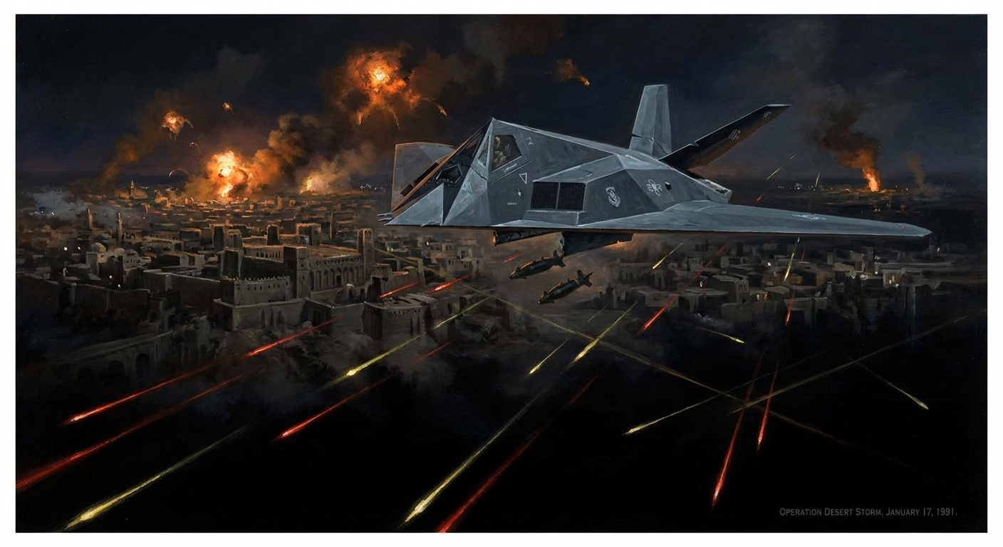 F-117A over Baghdad, opening night Gulf War 1991