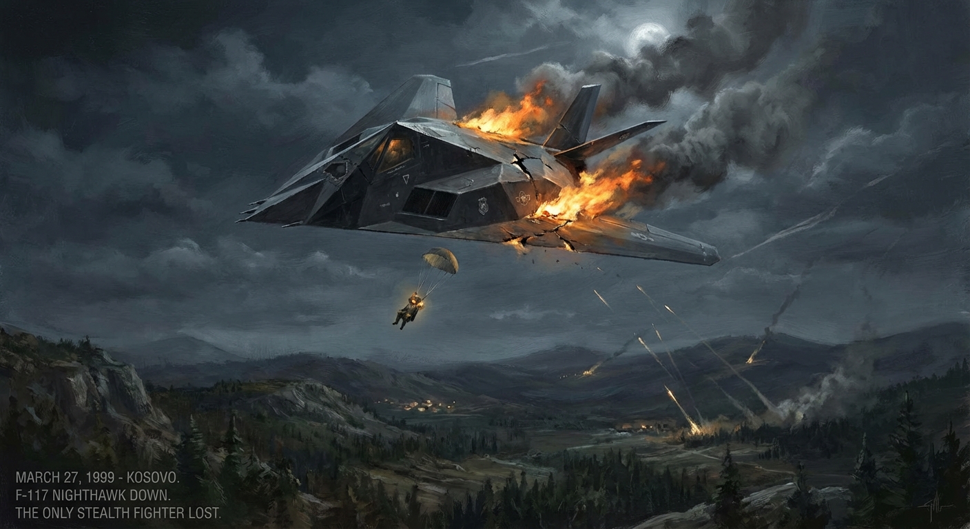 Zelko ejecting over Serbia, March 27 1999