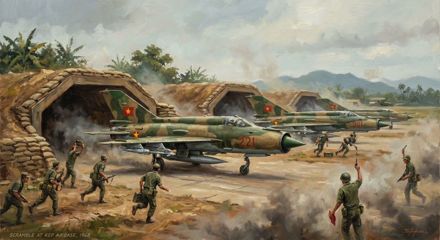 VPAF MiG-21 dispersed in revetment