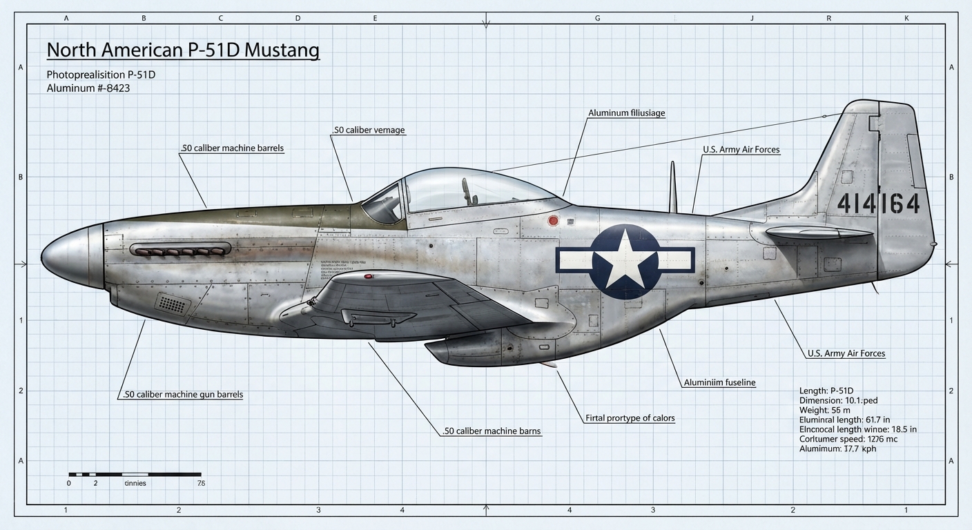 P-51D Mustang side profile view