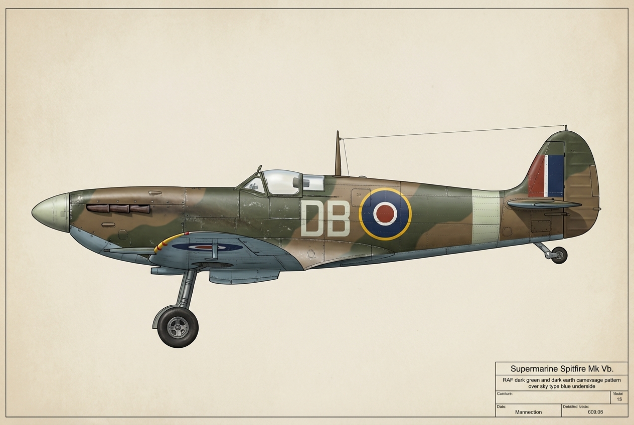 Spitfire Mk Vb side profile view