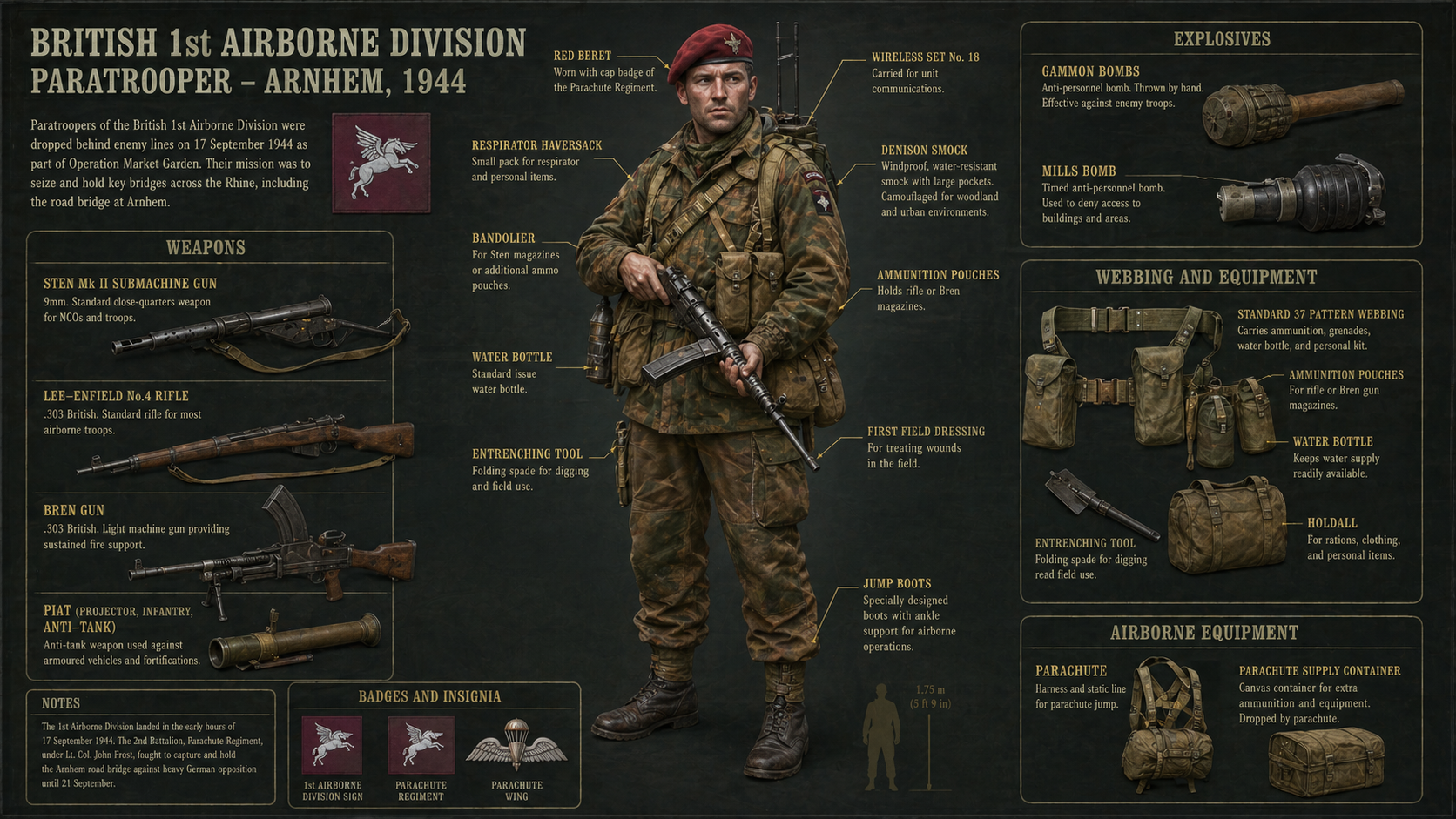 British 1st Airborne paratrooper equipment at Arnhem