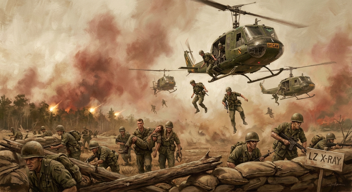 American troops forming a perimeter at LZ X-Ray