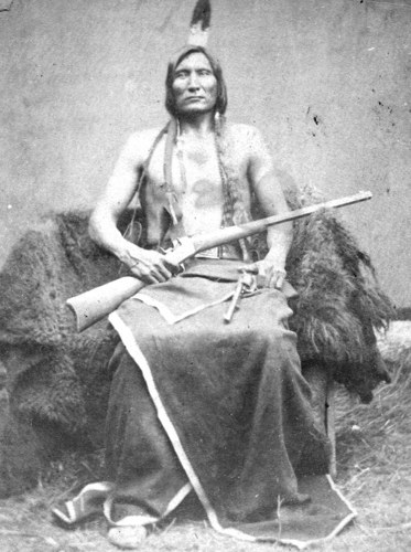 Portrait of Crazy Horse (Tȟašúŋke Witkó) (public domain, via Wikimedia Commons)