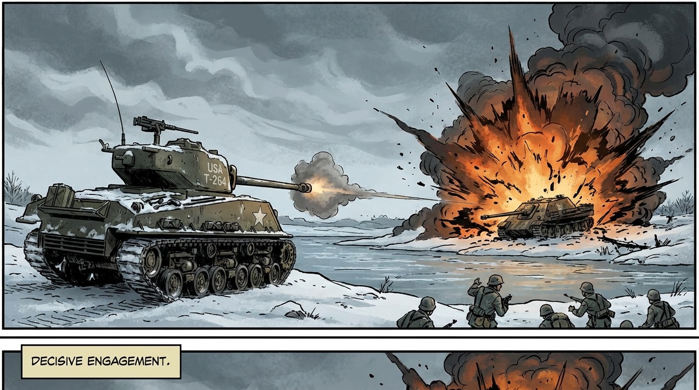 Sherman tank destroys German self-propelled gun with single shot