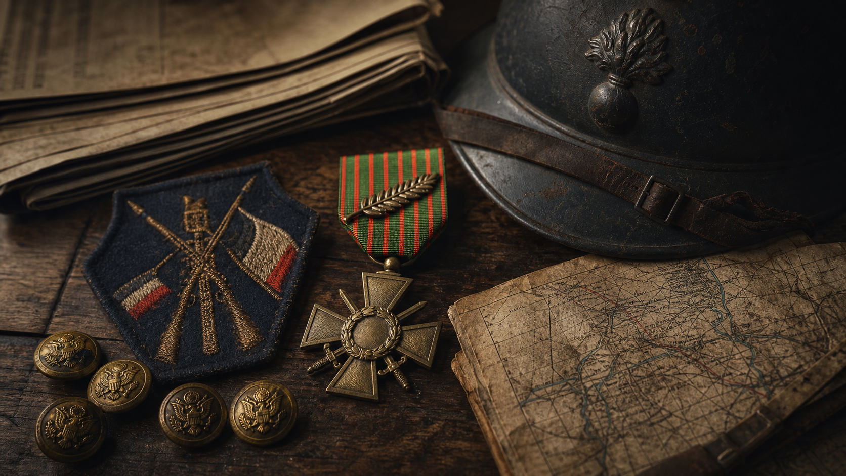 Croix de Guerre and Harlem Hellfighters artifacts