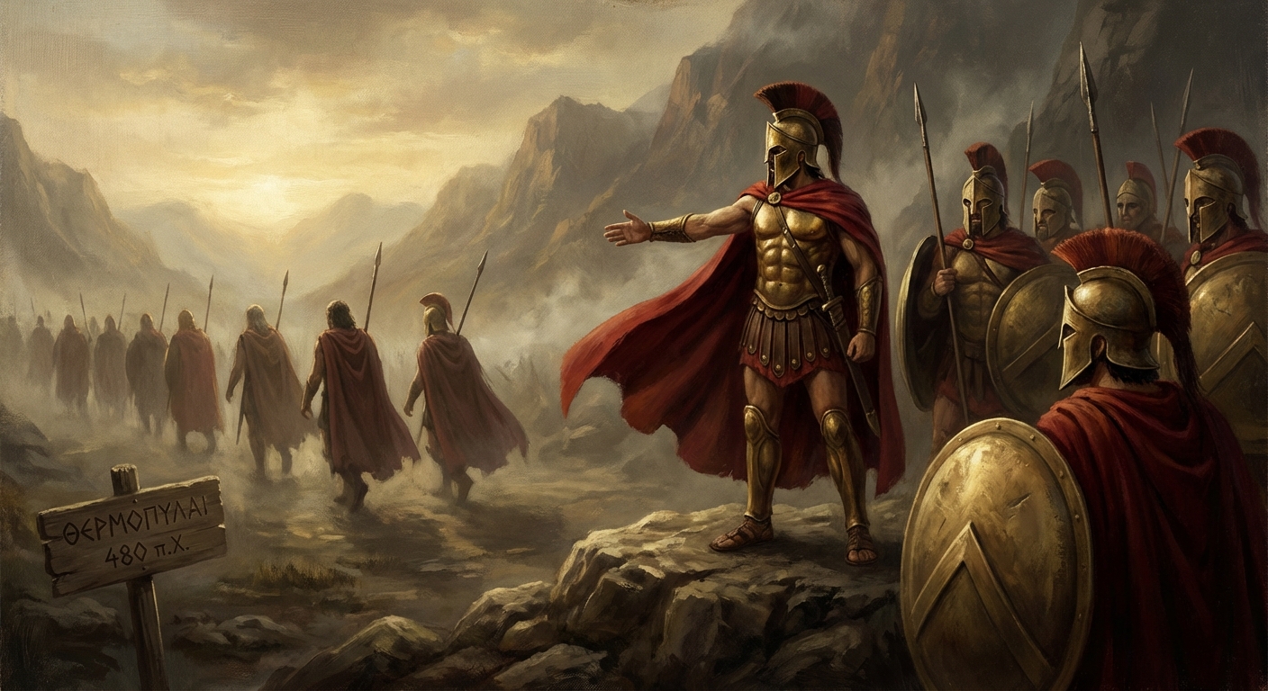 Leonidas dismissing the Greek army