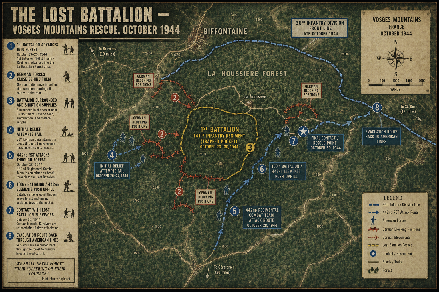 Lost Battalion Vosges Mountains rescue map
