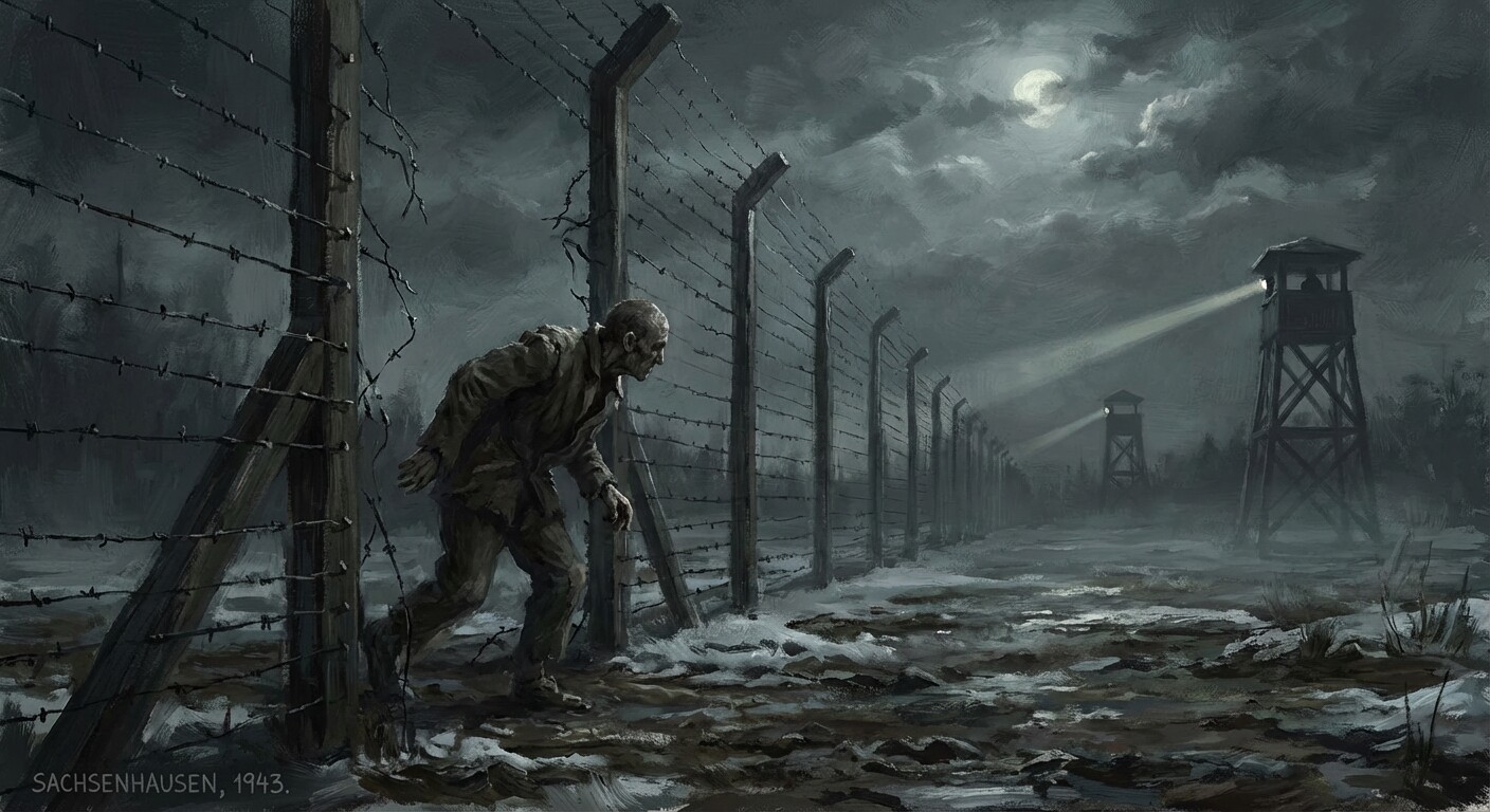 Churchill escaping Sachsenhausen concentration camp on foot