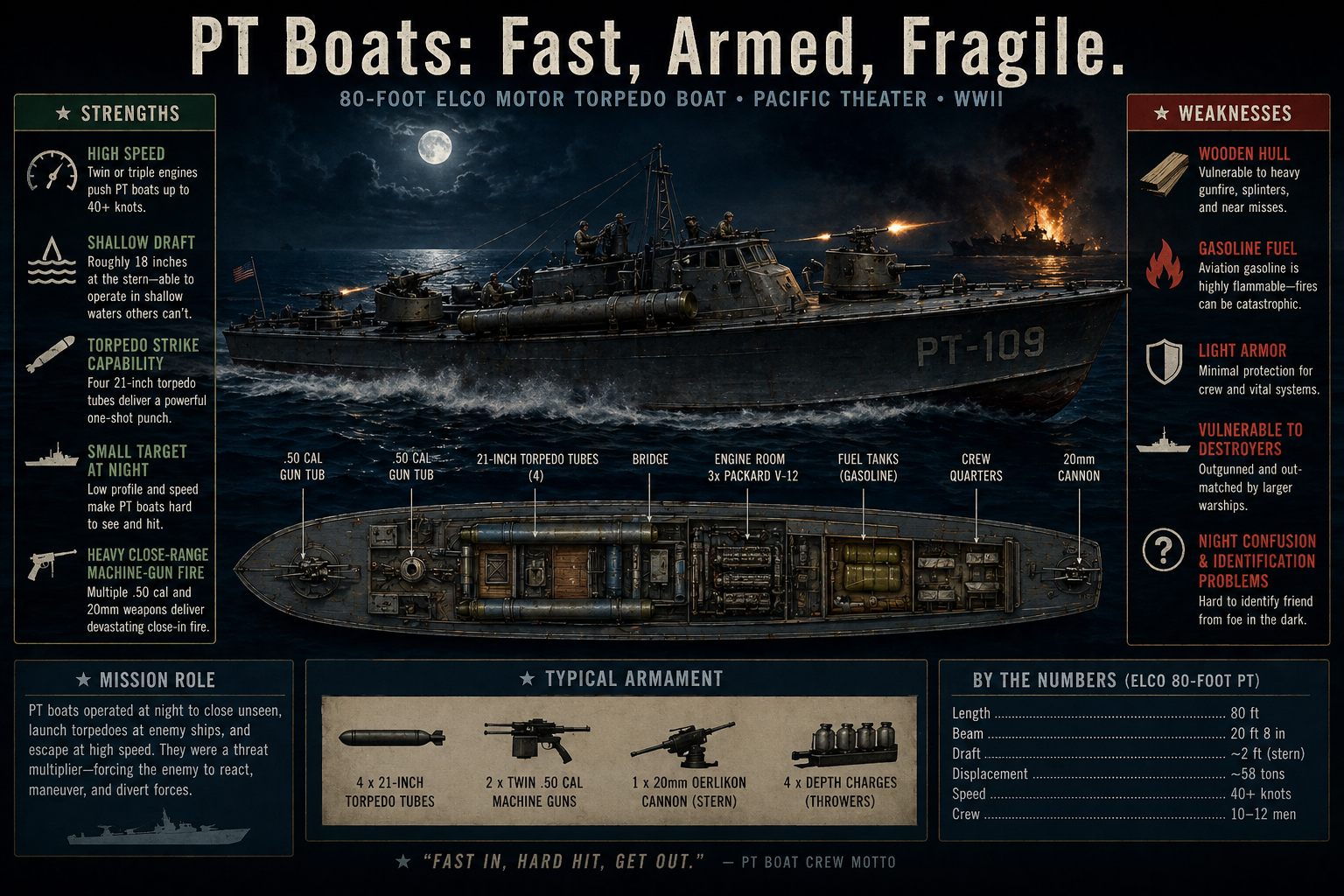 PT boats fast armed fragile tactical breakdown