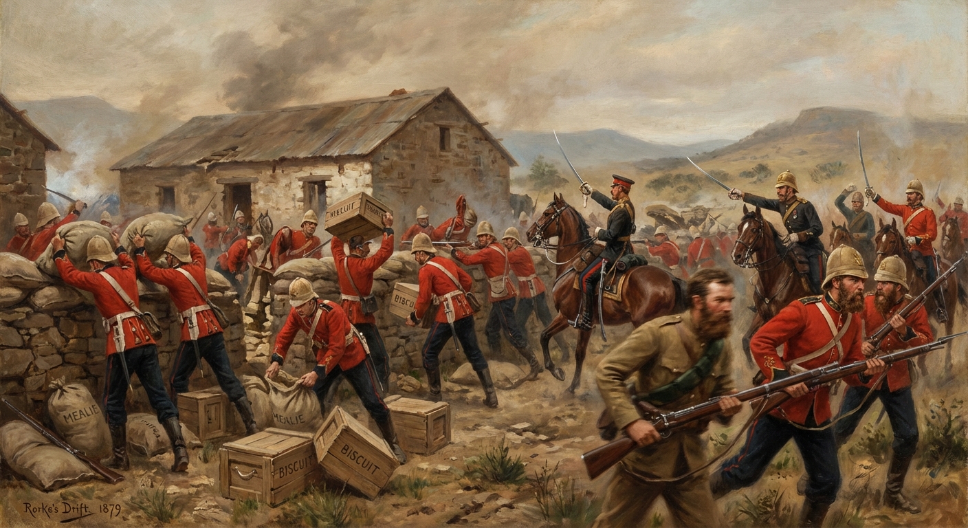 British soldiers building barricades with mealie bags