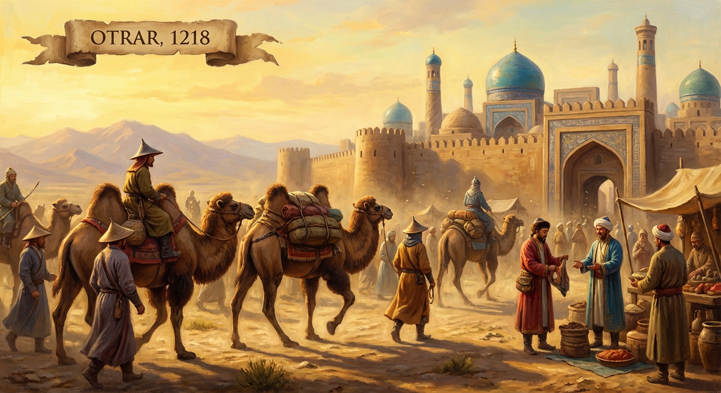 Mongol cavalry on the steppe