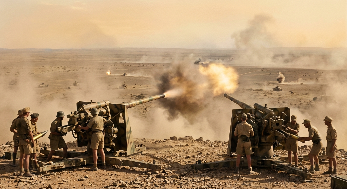 88mm gun and crew preparing to fire