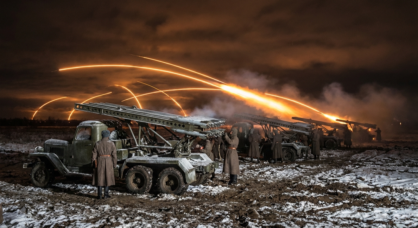 Katyusha rocket rails close-up