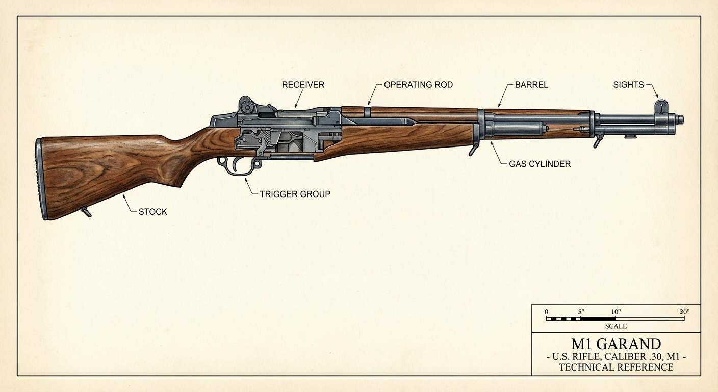 Profile view of M1 Garand
